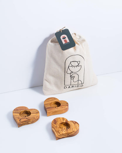 Set of 3 Candle Holders - Heart - Darido