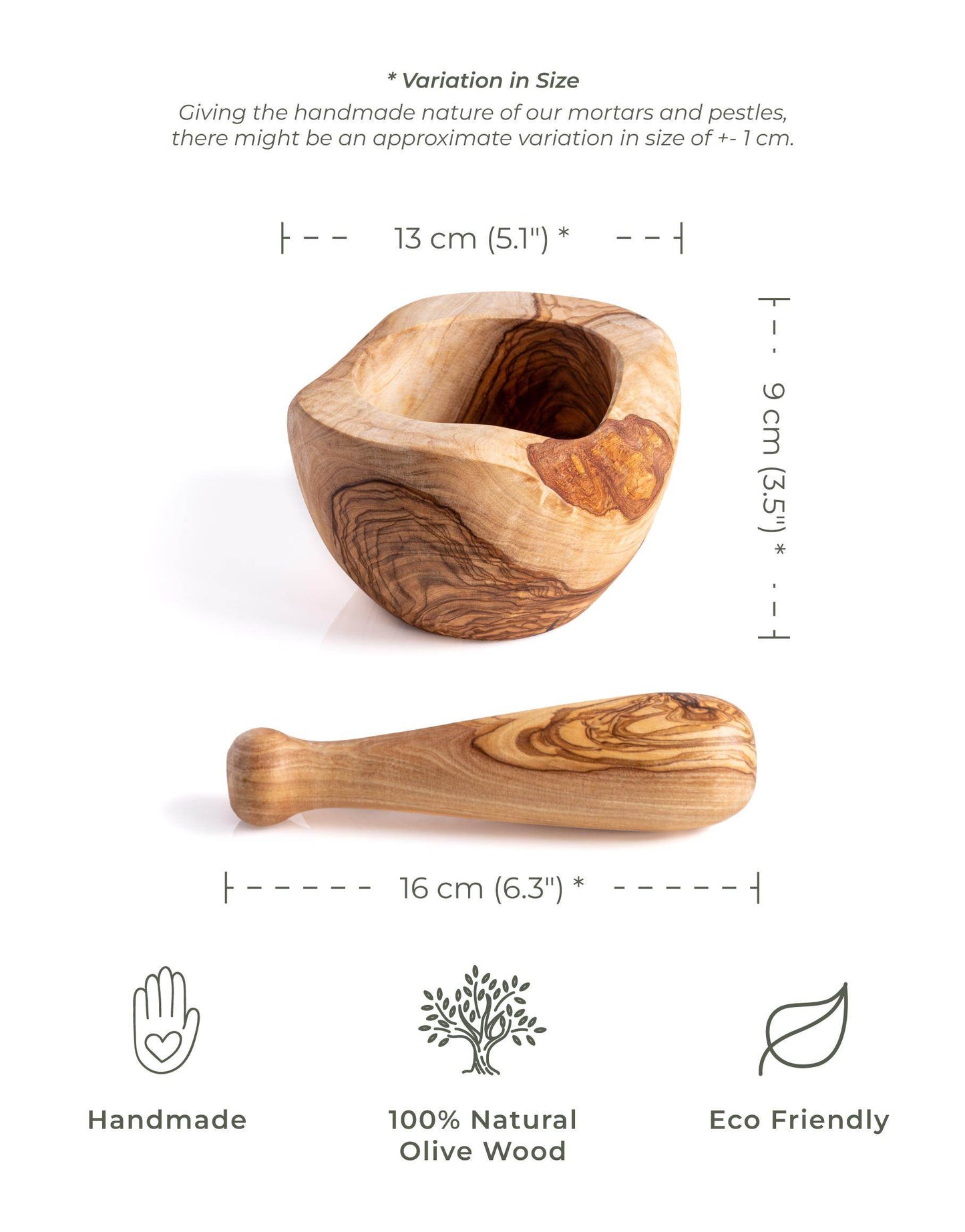 Mortar and Pestle - 14 x 8 x 8 CM Rustic - Darido