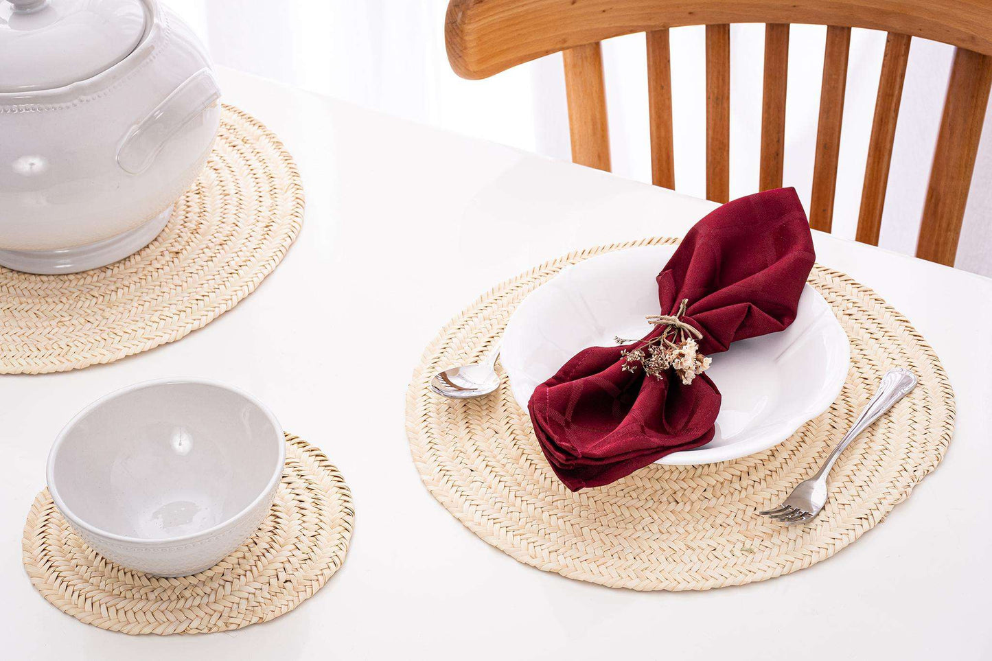 Darido Saaf Grass Woven Round trivet- 20 cm - Darido