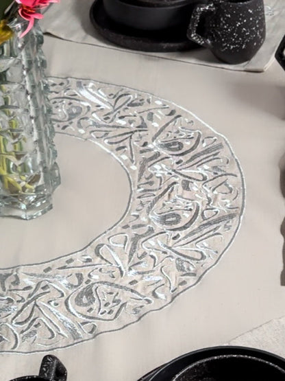 nappe de table ronde  calligraphie