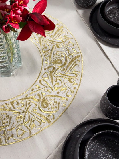 nappe de table ronde  calligraphie