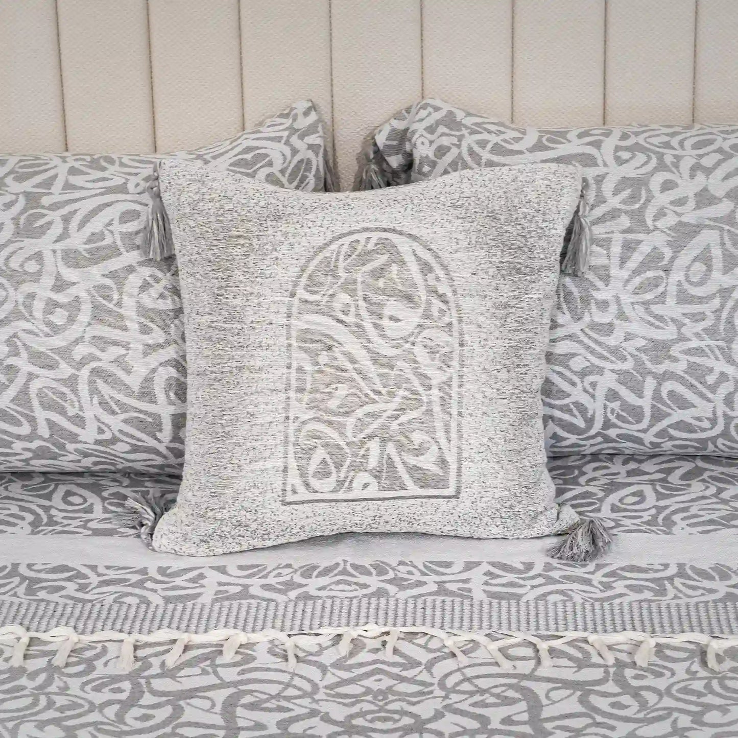 Housse de Coussin Calligraphie Double Face