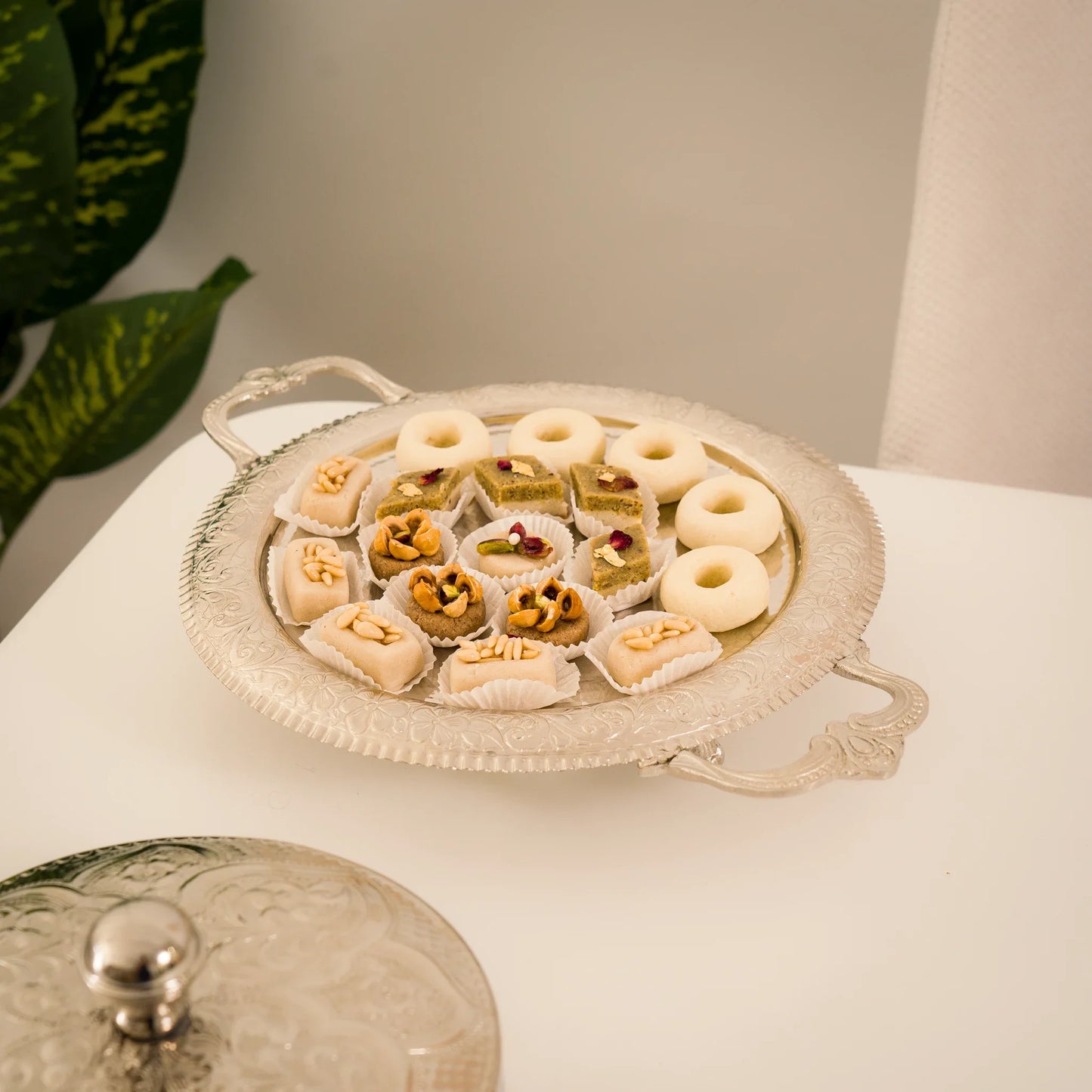 Présentoir avec cloche en Cuivre