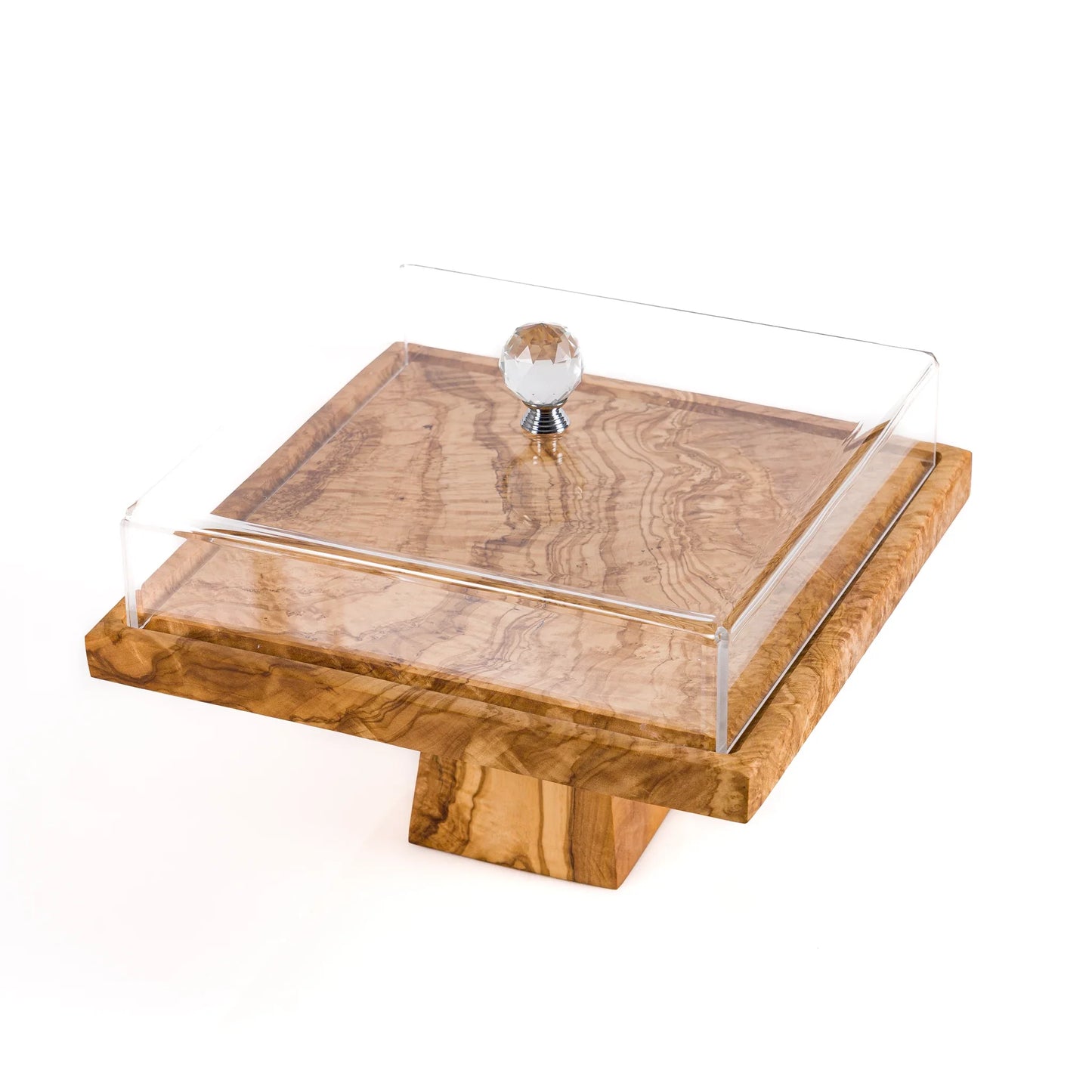Présentoir Elva en Bois d’Olivier avec Couvercle Plexiglass