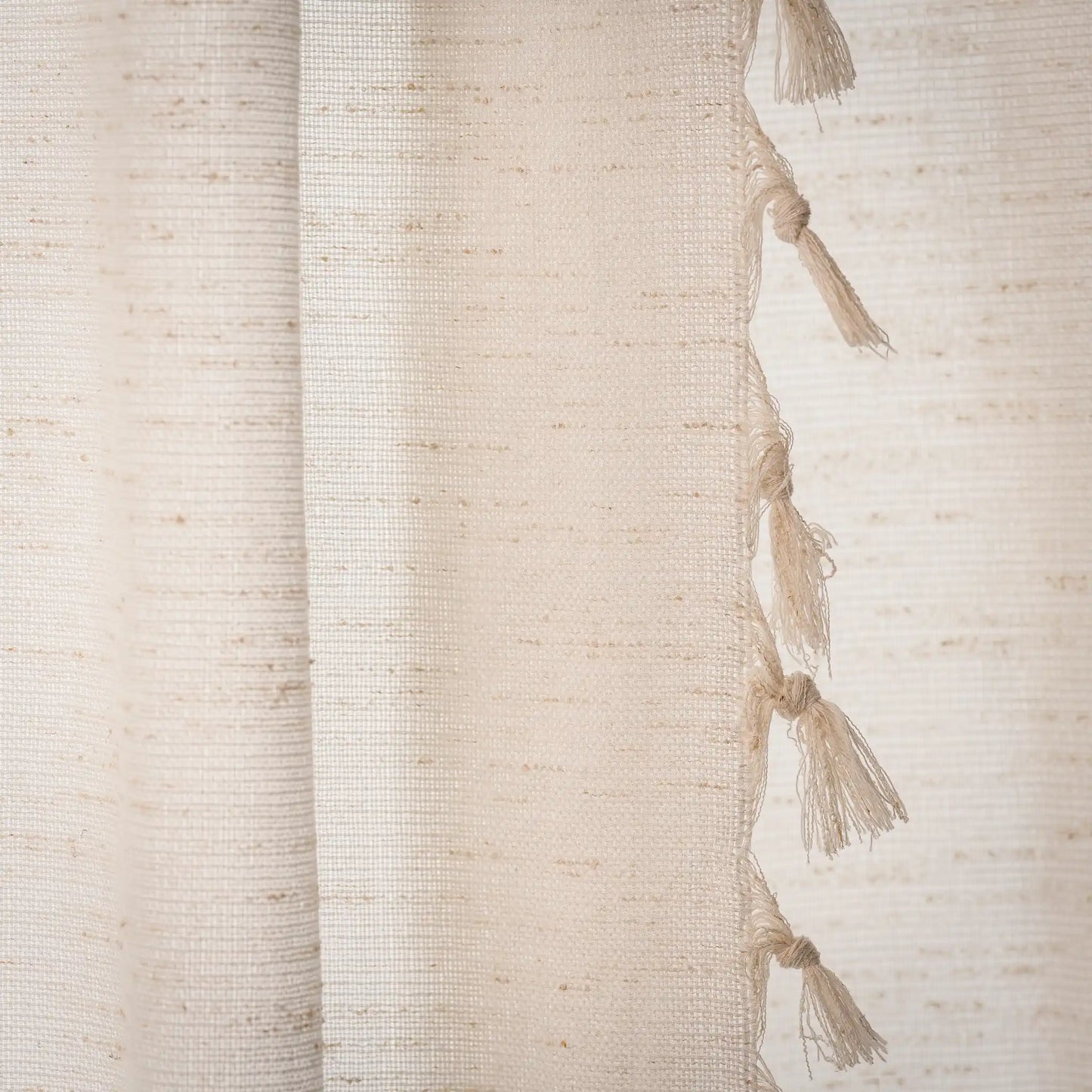 Rideau Anneau Artisanal 6 mètre en lin effet chiné couleur ecru, zezia