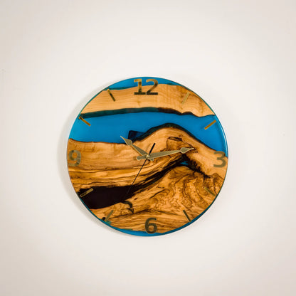 Montre Murale en Bois d'Olivier et Résine