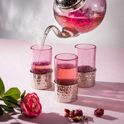 Service à thé artisanal en verre soufflé