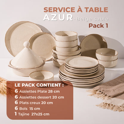Le service à table AZUR  en grès artisanal
