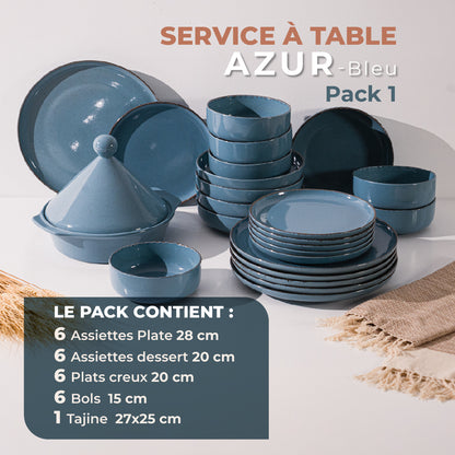Le service à table AZUR  en grès artisanal