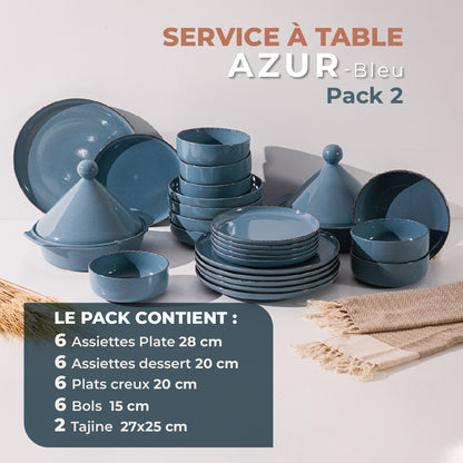Le service à table AZUR  en grès artisanal