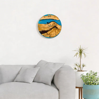 Montre Murale en Bois d'Olivier et Résine