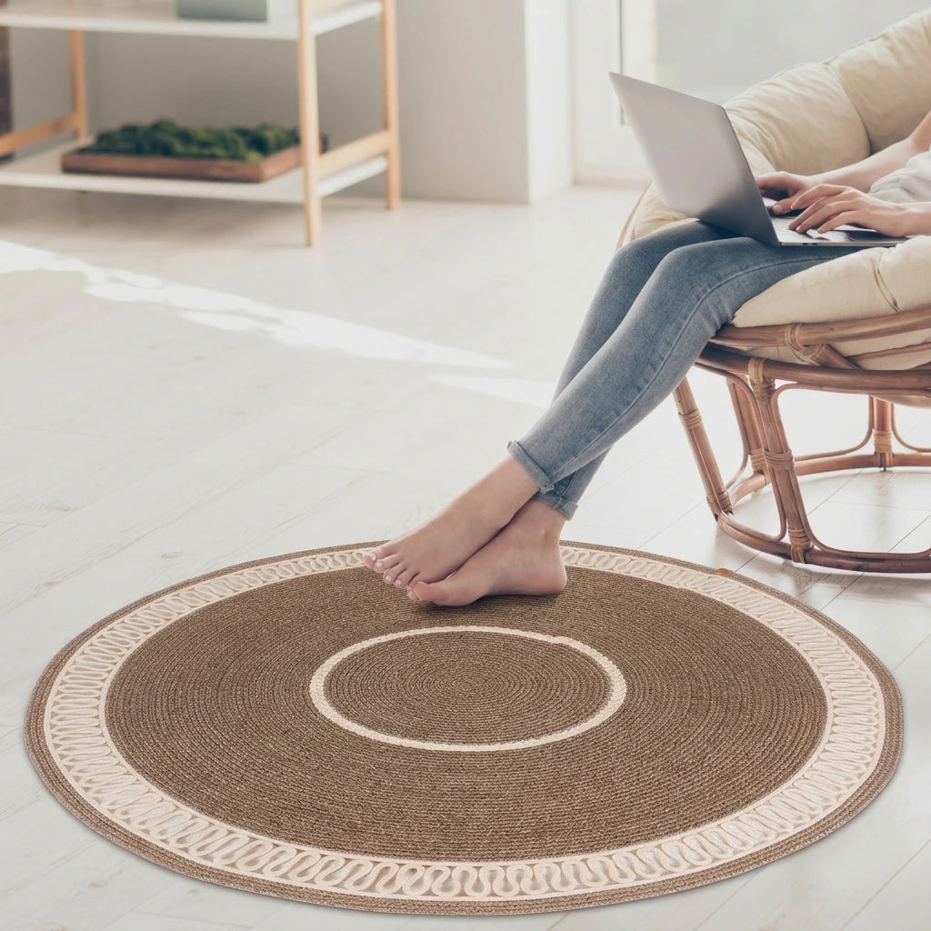 Tapis Rond en Fil Tressé artisanal