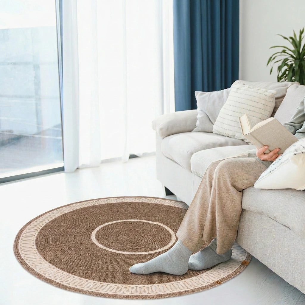 Tapis Rond en Fil Tressé artisanal