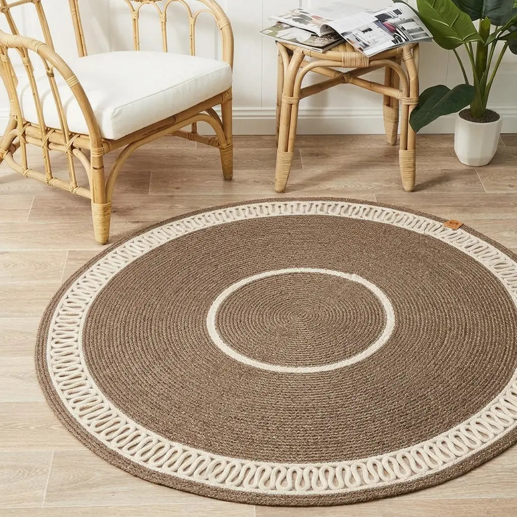Tapis Rond en Fil Tressé artisanal