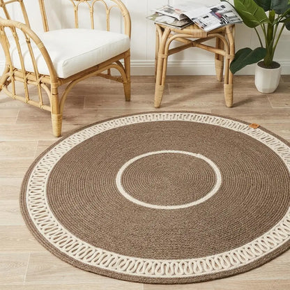 Tapis Rond en Fil Tressé artisanal