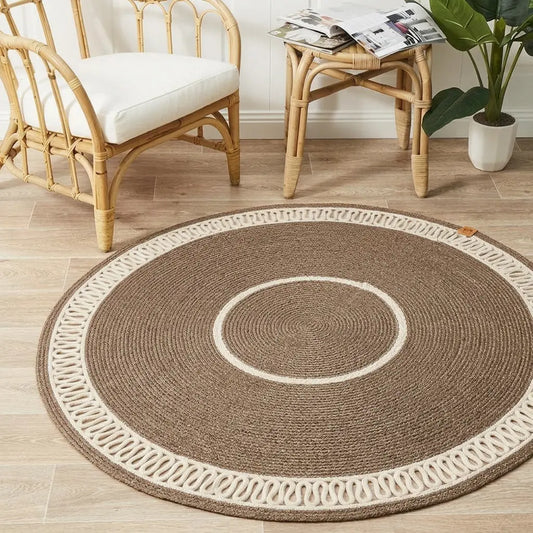 Tapis Rond en Fil Tressé artisanal
